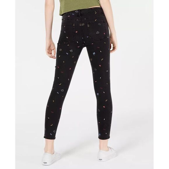 Tinseltown Juniors' Graphic Print Skinny Jeans Black Size 0 - Picture 2 of 4